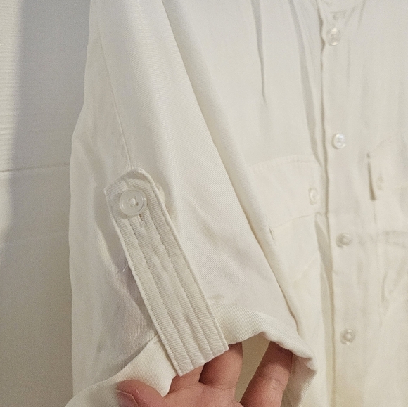 Womens XL top button down shirt white Reitmans short sleeve soft oversized - Picture 2 of 4
